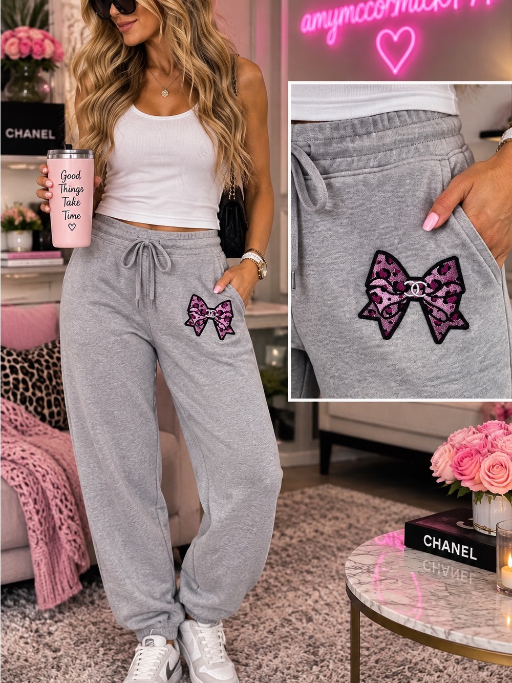 Fashion iron on patches- Pink Leopard Print Bow Patch- set of 2
